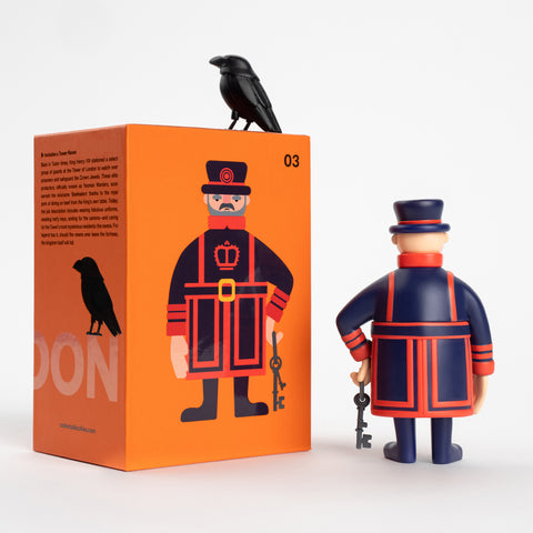 Beefeater and Raven collectible figure with illustrated presentation box