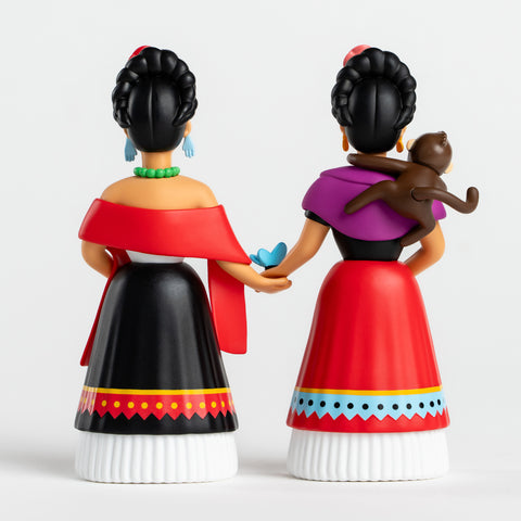 Frida Kahlo collectible figure bundle with both figures shown side by side from the back
